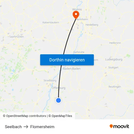 Seelbach to Flomersheim map