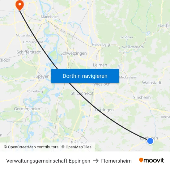 Verwaltungsgemeinschaft Eppingen to Flomersheim map