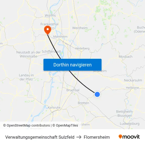 Verwaltungsgemeinschaft Sulzfeld to Flomersheim map
