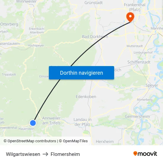 Wilgartswiesen to Flomersheim map
