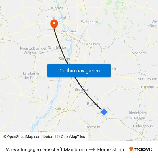 Verwaltungsgemeinschaft Maulbronn to Flomersheim map