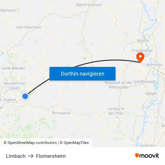 Limbach to Flomersheim map