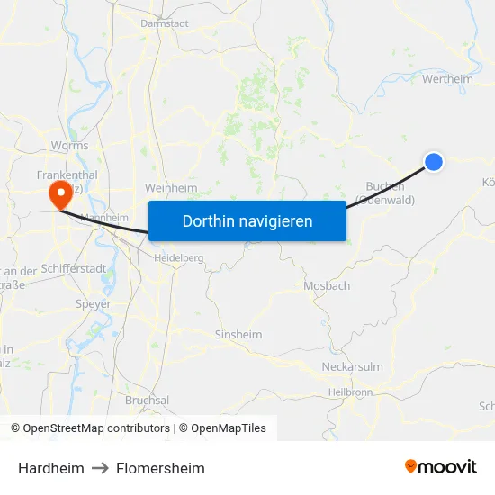 Hardheim to Flomersheim map