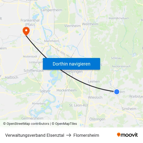 Verwaltungsverband Elsenztal to Flomersheim map