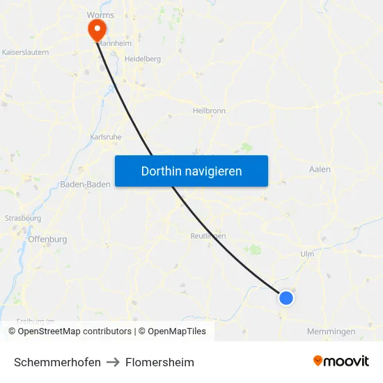 Schemmerhofen to Flomersheim map