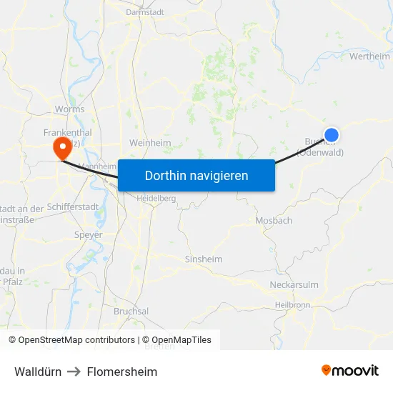 Walldürn to Flomersheim map