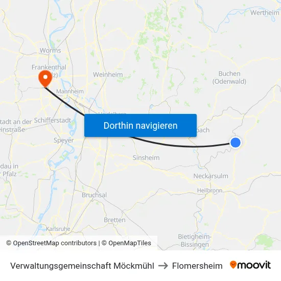 Verwaltungsgemeinschaft Möckmühl to Flomersheim map