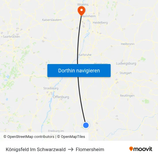 Königsfeld Im Schwarzwald to Flomersheim map