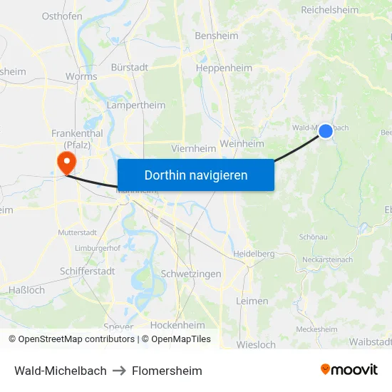 Wald-Michelbach to Flomersheim map