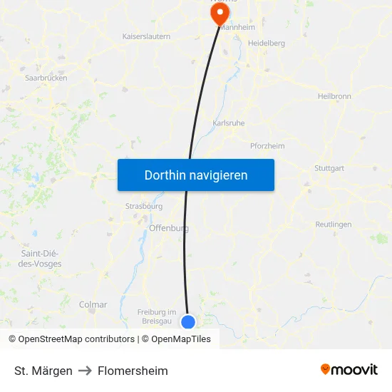 St. Märgen to Flomersheim map