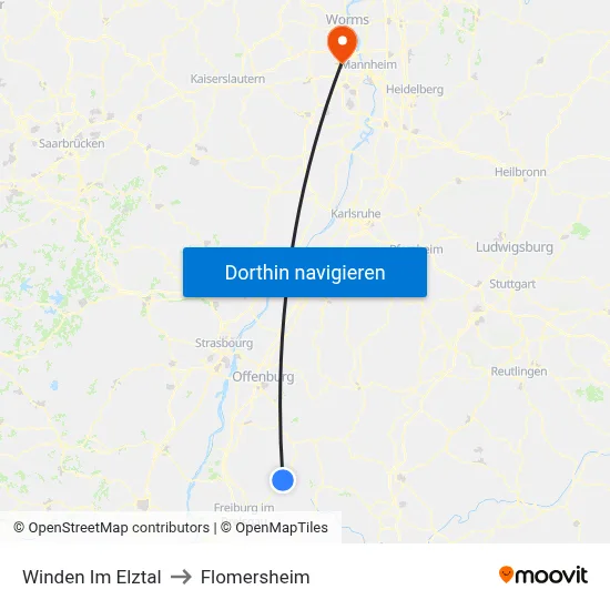 Winden Im Elztal to Flomersheim map