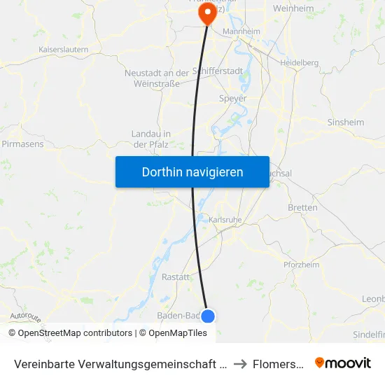 Vereinbarte Verwaltungsgemeinschaft Gernsbach to Flomersheim map