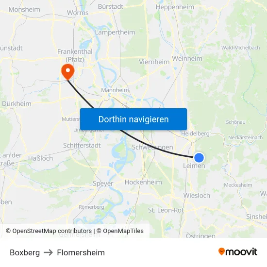 Boxberg to Flomersheim map