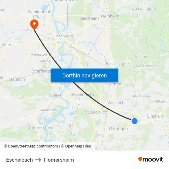 Eschelbach to Flomersheim map