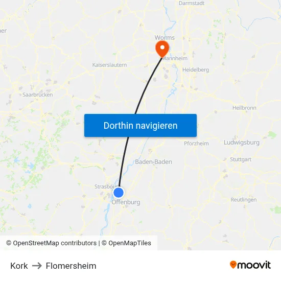Kork to Flomersheim map