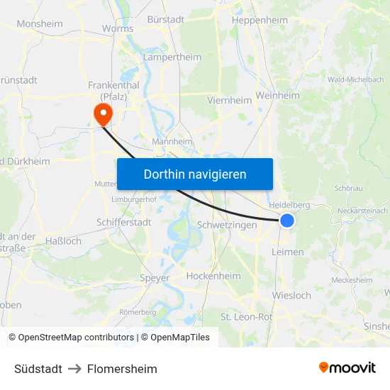 Südstadt to Flomersheim map