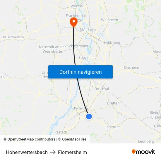 Hohenwettersbach to Flomersheim map