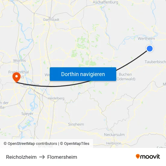 Reicholzheim to Flomersheim map