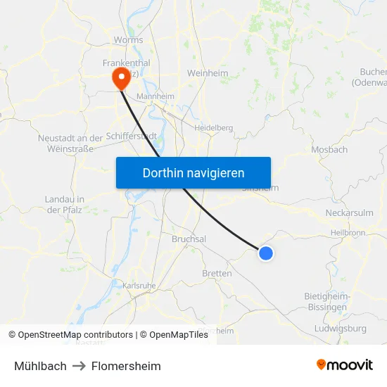 Mühlbach to Flomersheim map