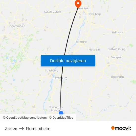 Zarten to Flomersheim map