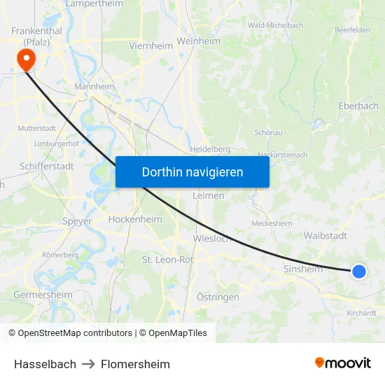 Hasselbach to Flomersheim map