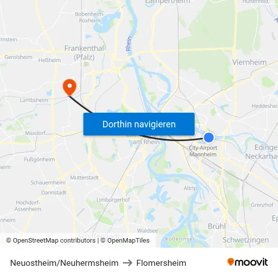 Neuostheim/Neuhermsheim to Flomersheim map