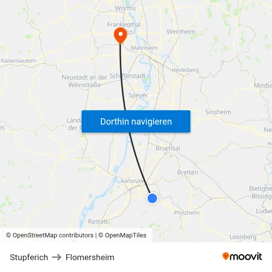Stupferich to Flomersheim map