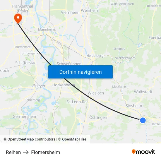 Reihen to Flomersheim map