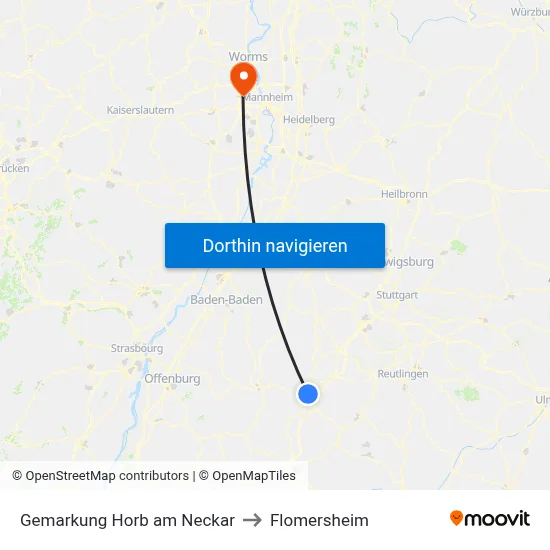 Gemarkung Horb am Neckar to Flomersheim map