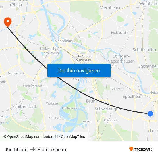 Kirchheim to Flomersheim map