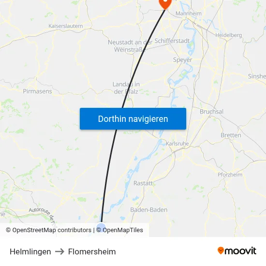 Helmlingen to Flomersheim map