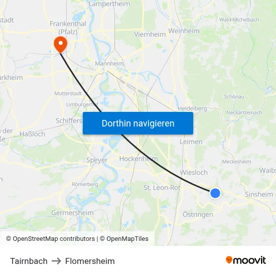 Tairnbach to Flomersheim map