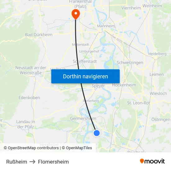 Rußheim to Flomersheim map