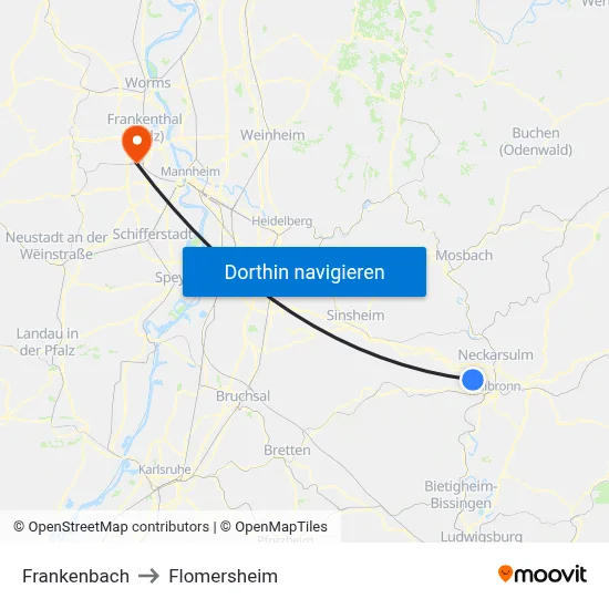 Frankenbach to Flomersheim map