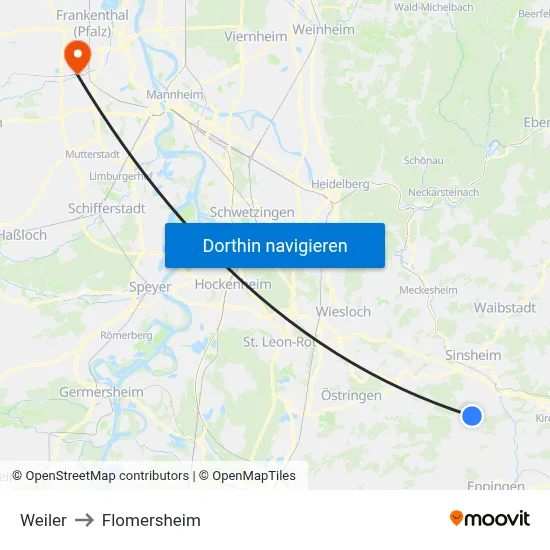 Weiler to Flomersheim map