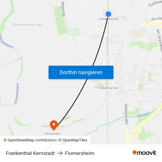 Frankenthal Kernstadt to Flomersheim map