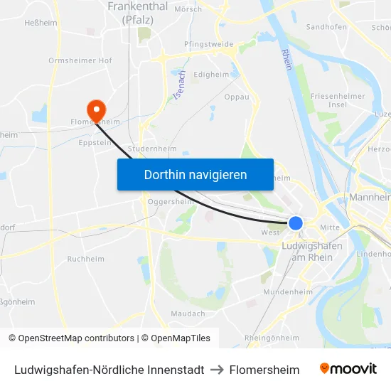 Ludwigshafen-Nördliche Innenstadt to Flomersheim map