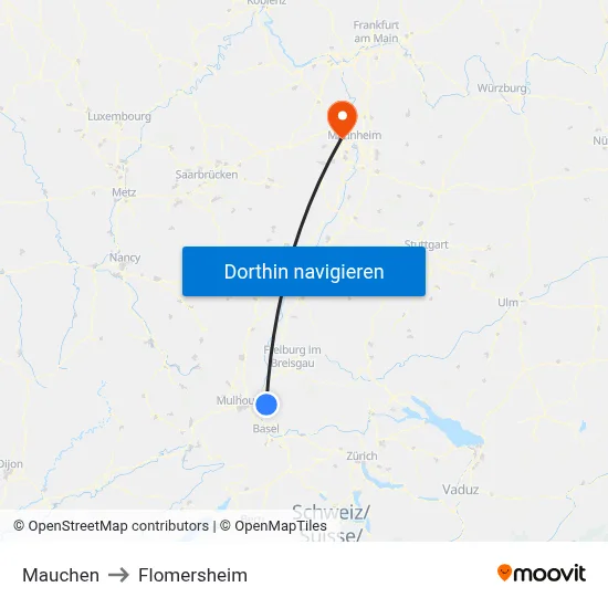 Mauchen to Flomersheim map