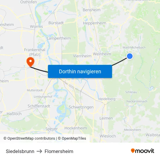 Siedelsbrunn to Flomersheim map