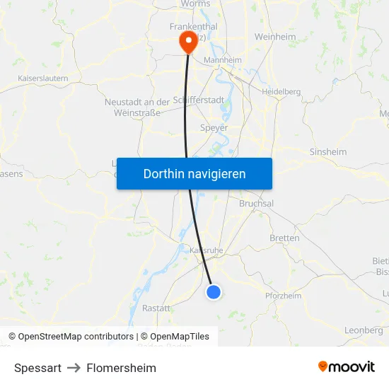 Spessart to Flomersheim map