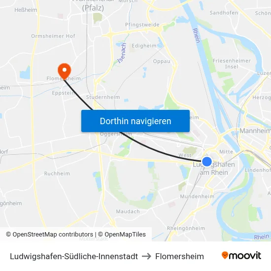 Ludwigshafen-Südliche-Innenstadt to Flomersheim map
