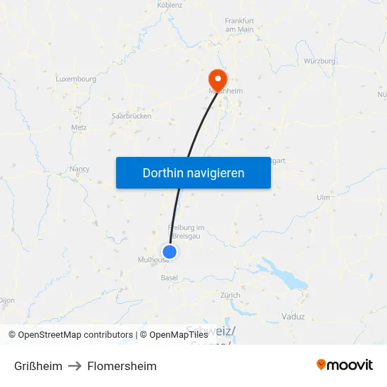 Grißheim to Flomersheim map