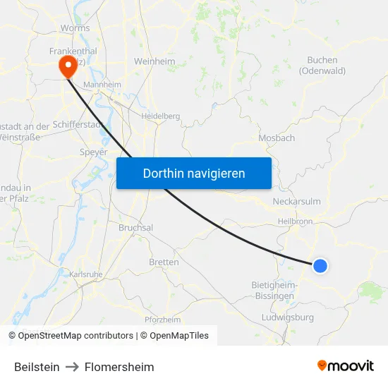 Beilstein to Flomersheim map