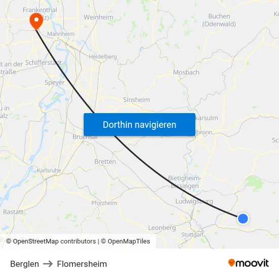 Berglen to Flomersheim map