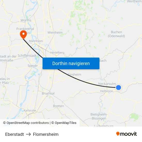 Eberstadt to Flomersheim map