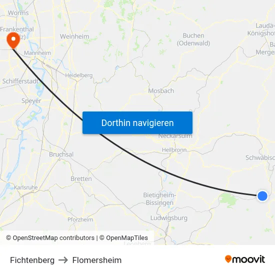 Fichtenberg to Flomersheim map