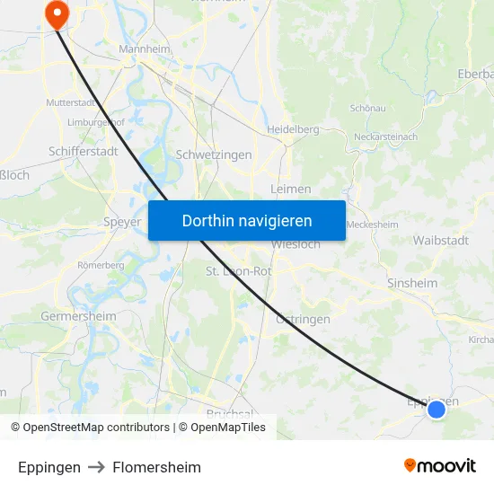 Eppingen to Flomersheim map