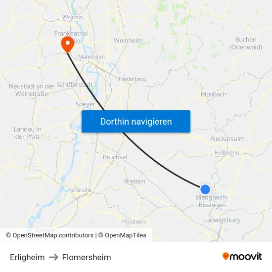Erligheim to Flomersheim map
