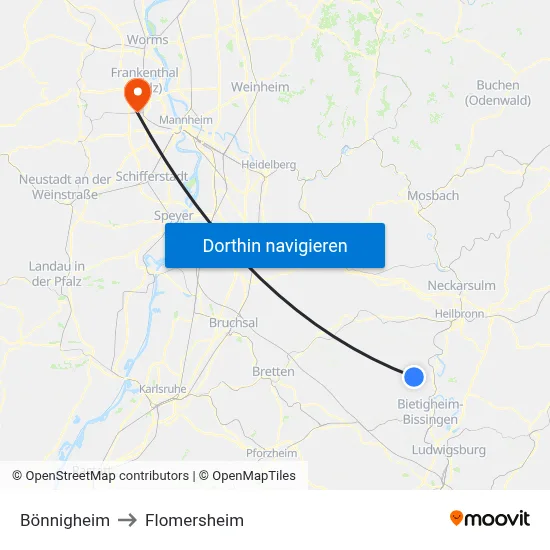 Bönnigheim to Flomersheim map