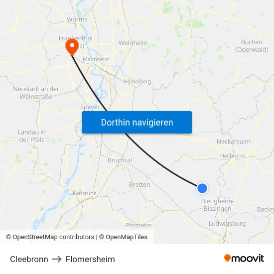 Cleebronn to Flomersheim map